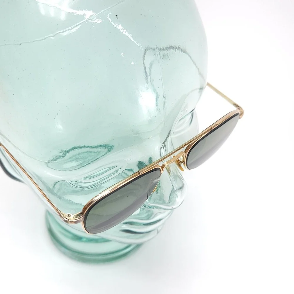 Vtg AO American Optical 12K GF 1/10 Gold‎ Aviator Sunglasses FRAMES 63mm Cable